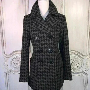 Bar Ill Double-breasted Wool-blend Pea Coat Black/Grey, Size Small